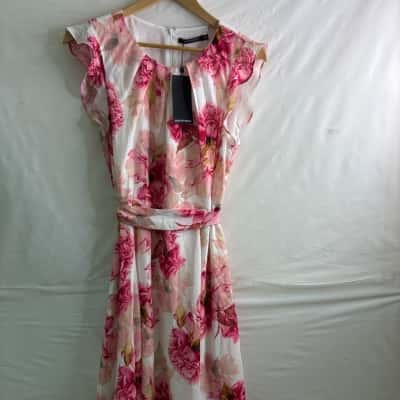 Portmans Womens  Size 12 Midi Dress Floral / White 