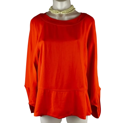Trenery Tuck Sleeve Top - Chilli Red Size M