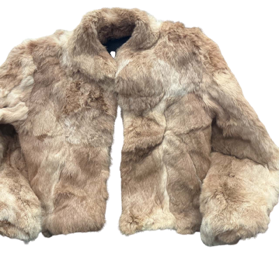  Women's  Size 12 Natural Rabbit Fur Tan Jacket