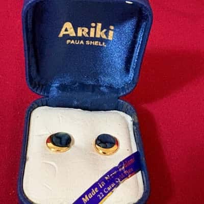  Women's Ariki 22 Carat Gold Plated  Earrings featuring Paua Shell Inlay 