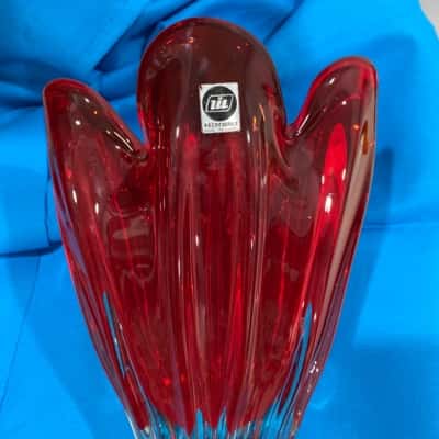 Hineri Japanese Vintage Glass Vase - Red