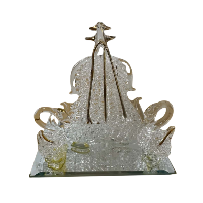 Spin Glass Figurine. Violincello and 2 Swans with gold trim