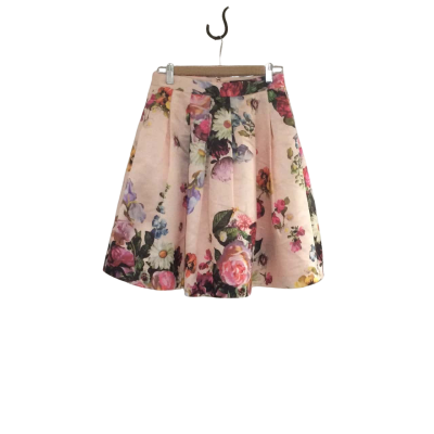 Ted Baker Women's Size 1 Ruffled Hemline Skirt Floral / Multicoloured 