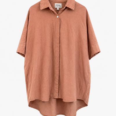 SNDYS Burnt Orange Linen Blend Oversized Shirt – Size S