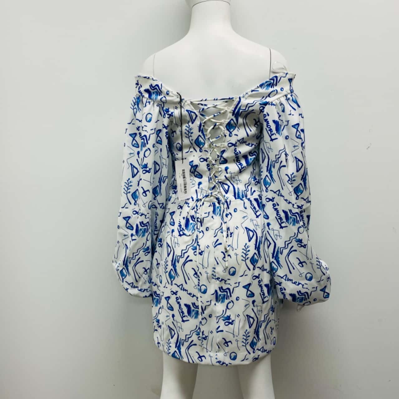 Maurie & Eve Womens Size 10 Mini Dress / Off The Shoulder Blue / White (s)  - New With Tags | Salvos Stores