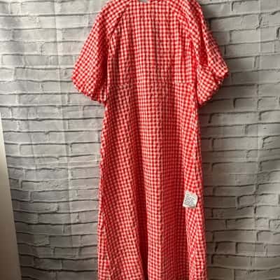 Asos Design Womens  Size 20 Casual Dress Checked / Orange / White 