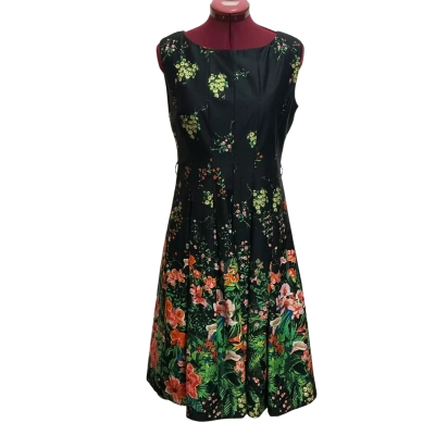 Gitane On Style Women’s  Size 12 Casual Dress Black  / Floral / Green / Pink  
