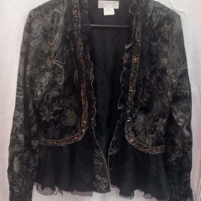 Gabriella Frattini Womens  Size 12 Open Jacket Black  / Grey 