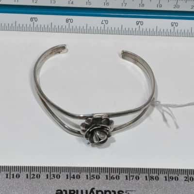  Womens Cuff Bracelet Silver 925 Floral 