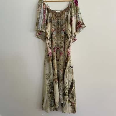 Camilla Womens  Size M 100% Silk Dress - Girl in the Garden Floral Print
