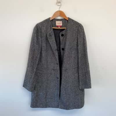 Diana Ferrari Wool Blend Grey Trench Coat  Size 12 