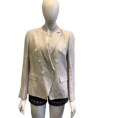 Trenery Women's Size 12 Linen Blend Blazer Beige 