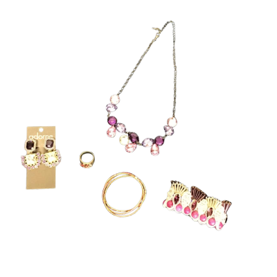 5 Piece Pink Bold Bead/Diamonte Jewellery Set