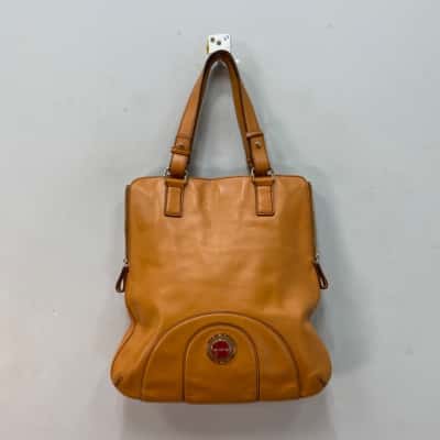 Oroton Womens Large LeatherShoulder Bag Tan Brown 