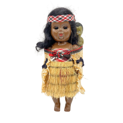 Vintage Māori Doll Blinking With Baby 20cm CAB 