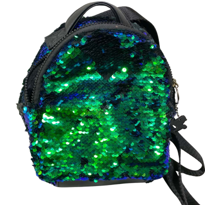  Womens Madden Girl iridescent blue and green sequin mini backpack
