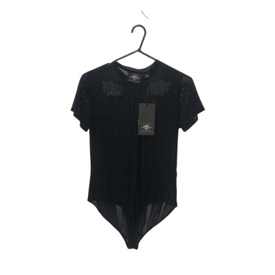 Harley Davidson Sheer Black Bodysuit Size L  