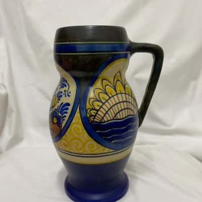 Vintage Dutch Gouda Pottery Jug- “Oboli” Pattern.