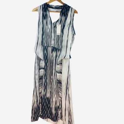  WITE - Black & White Abstract Sleeveless Dress (Size 12)