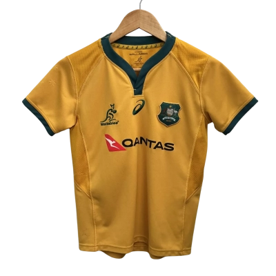 Kids unisex Wallabies Rugby shirt size 10 Asics Kids Green / Yellow 