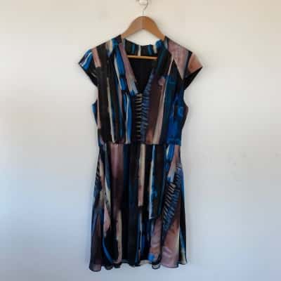 Cue Black Blue Sleeveless Mini Dress  Size 10 