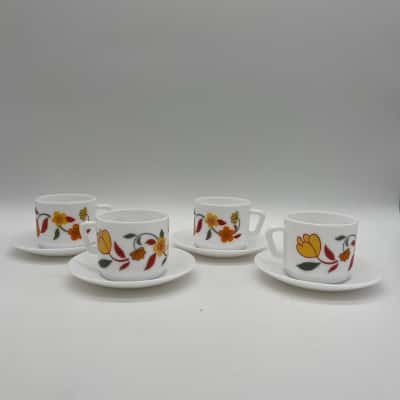 Vintage 'Arcopal France' Cup and Saucer Sets 