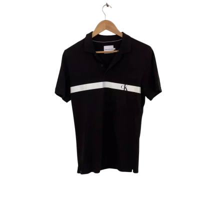 Calvin Klein Jeans Mens  Size S Polo Shirt / Short Sleeve Shirt Black  / White 