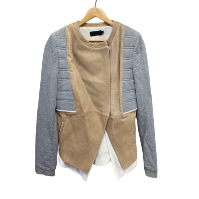 Francis Leon Womens  Size 2 Leather Jacket Brown / Grey 