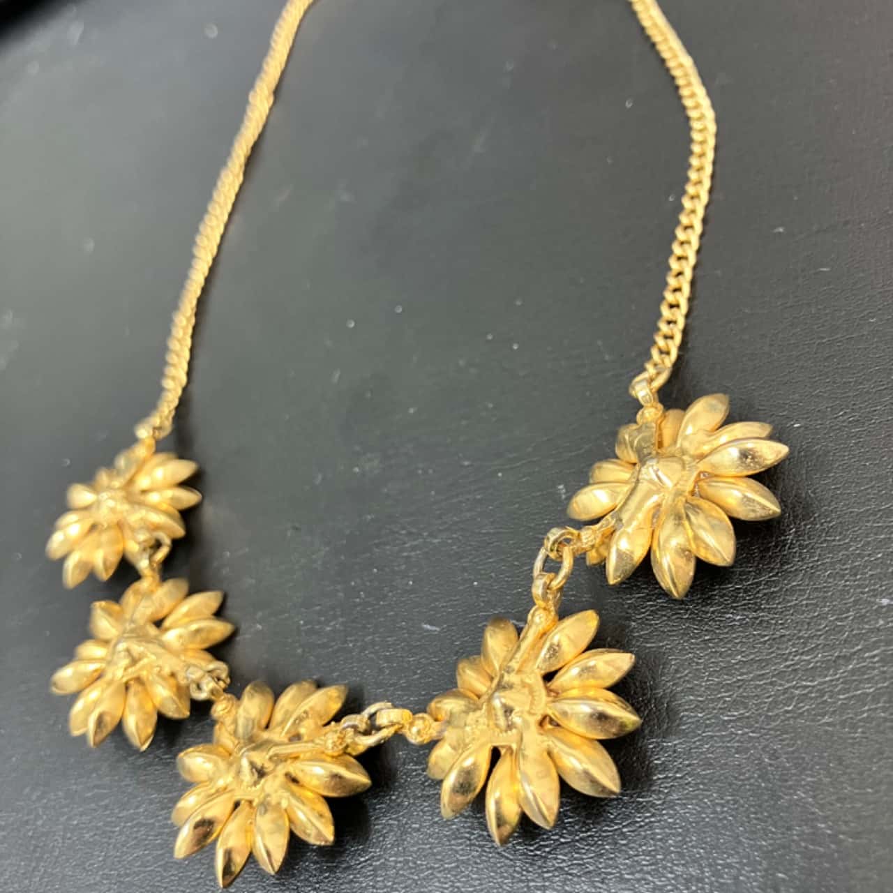 Jewellers Gold Coloured Sunflower Necklace with Opal Coloured