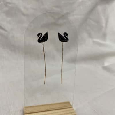 Swarovski Womens Earrings Black  / Gold 