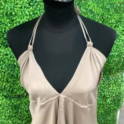 Bardot Womens  Size 10 taupe halter neck dress 