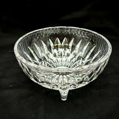 Vintage Nachtmann Style Crystal Footed Bowl With "Orion" Pattern - Diamond Cut Pattern Bowl Ideal For Candies, Nuts Or As Decorative Piece 16cm Diameter x8cm Height  (cab)