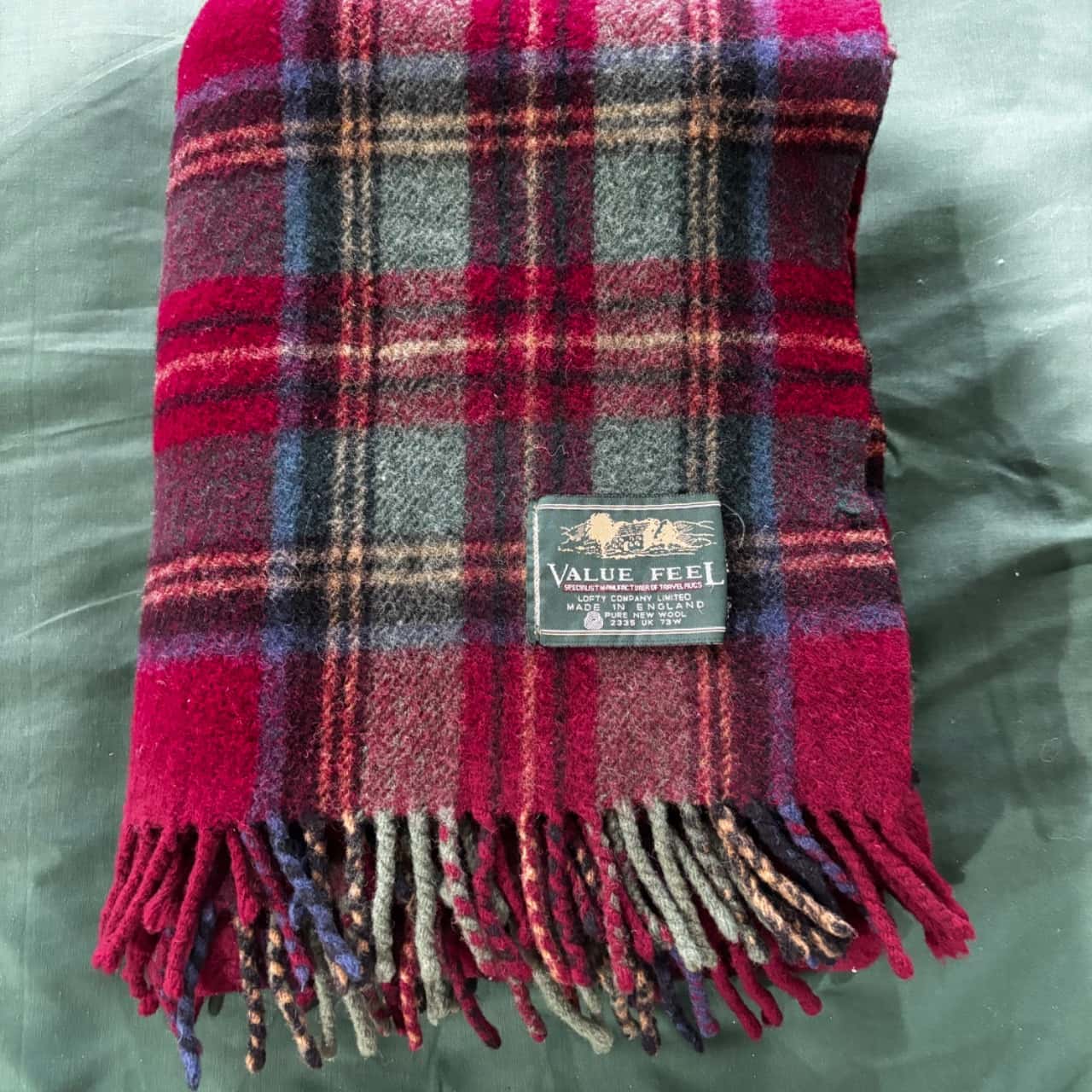 VALUE FEEL タータンチェックウールブランケットひざ掛け