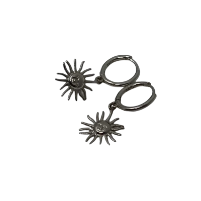 S925 Marked Women's Hoop Earrings Sun