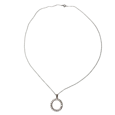  925 Sterling Silver Bejewelled Circle Necklace