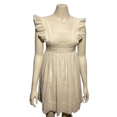Vintage cotton apron with ribbon 