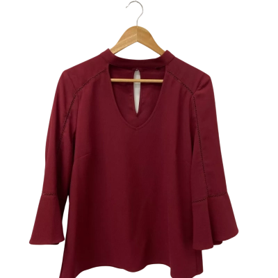 Review Womens  Size 14 3/4 Sleeve Top Maroon 