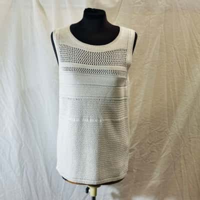 BOSS Size S Knit Singlet Top White 