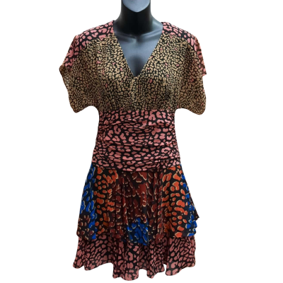 New With Tags KAREN MILLEN Size 6 Leopard Tiered Dress