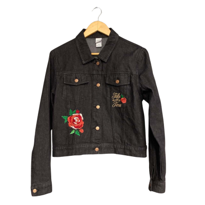 Disney Beauty And The Beast Womens Size M Denim Jacket Black (s)