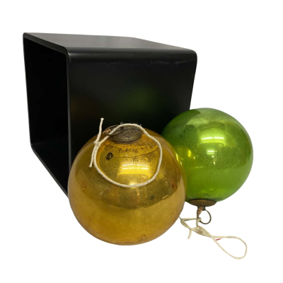 Vintage Kugel Large Glass bauble decorations x2 