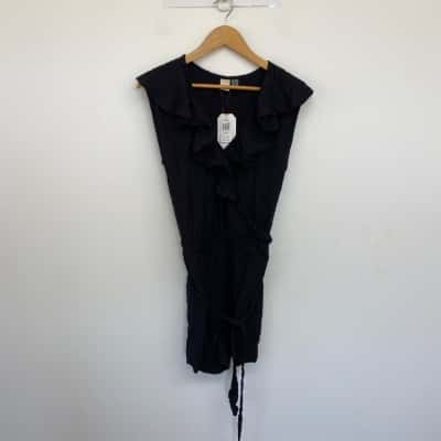 Roxy Black Ruffle Sleeveless Cool Your Heart Playsuit  Size 10 