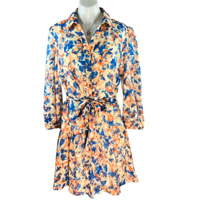 Ebby And I - Orange Multi Midi Dress (Size 14)