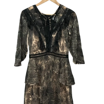 Acler Womens Beige / Black  size 12 dress