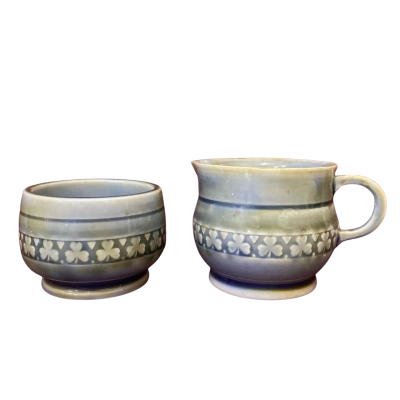 Irish Wade Pottery Shamrock Creamer & Sugar Bowl Set