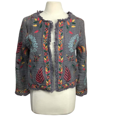 Adrift Womens  Size XS 100% Cotton Embroidered Open Jacket