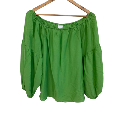 Witchery Womens  Size 10 Long Puffy Sleeve Top Green 