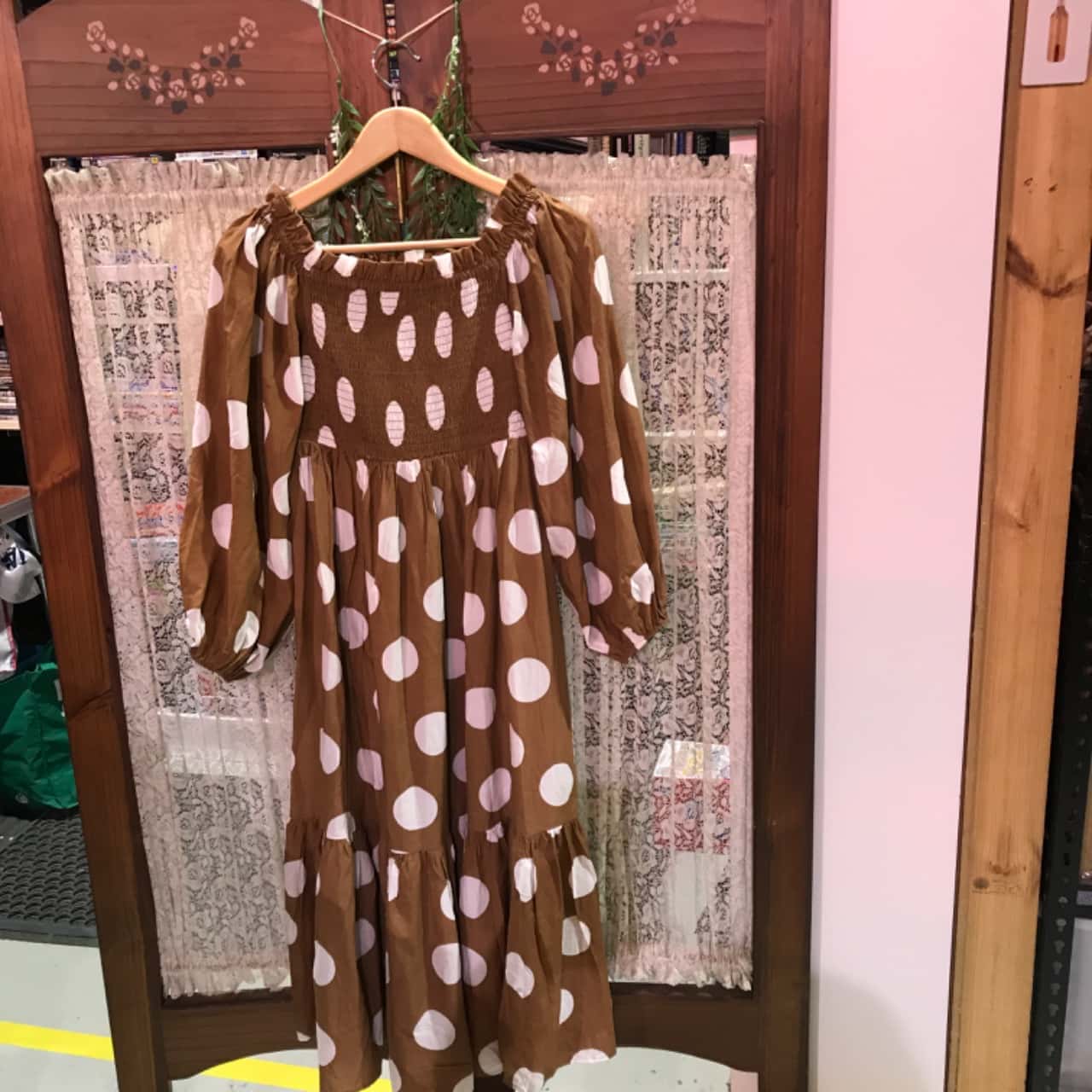 brown dress with white spots Two-Tone Crepe Dress with Tulip Sleeves Blue / FR 60 main image 1