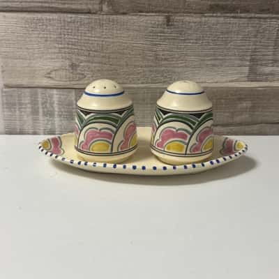 Devon Honiton Pottery Salt and Pepper Shaker Tray