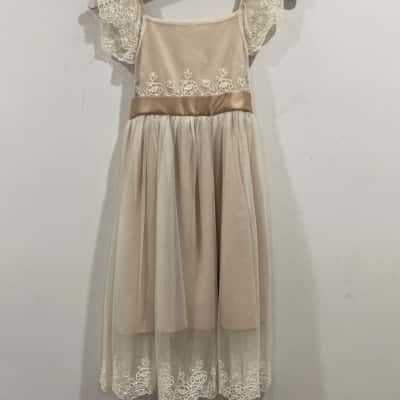 Origami Kids Dress- Champaign colour